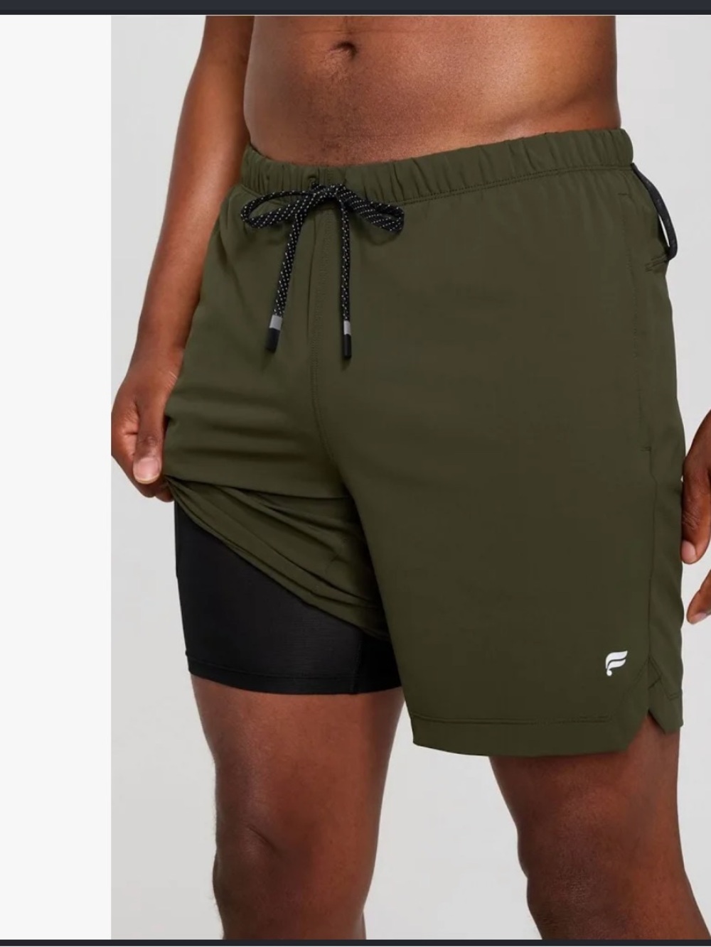Fabletics Men's Olive Green 7" Lined Athletic Shorts